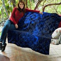 New Zealand Crocodile Tattoo and Fern Quilt Maori Pattern Blue Color LT03 - Polynesian Pride
