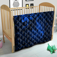 New Zealand Crocodile Tattoo and Fern Quilt Maori Pattern Blue Color LT03 - Polynesian Pride