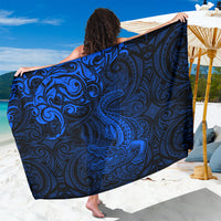 New Zealand Crocodile Tattoo and Fern Sarong Maori Pattern Blue Color LT03 One Size 44 x 66 inches Blue - Polynesian Pride