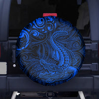 New Zealand Crocodile Tattoo and Fern Spare Tire Cover Maori Pattern Blue Color LT03 - Polynesian Pride