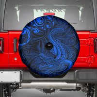 New Zealand Crocodile Tattoo and Fern Spare Tire Cover Maori Pattern Blue Color LT03 - Polynesian Pride
