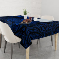 New Zealand Crocodile Tattoo and Fern Tablecloth Maori Pattern Blue Color LT03 - Polynesian Pride