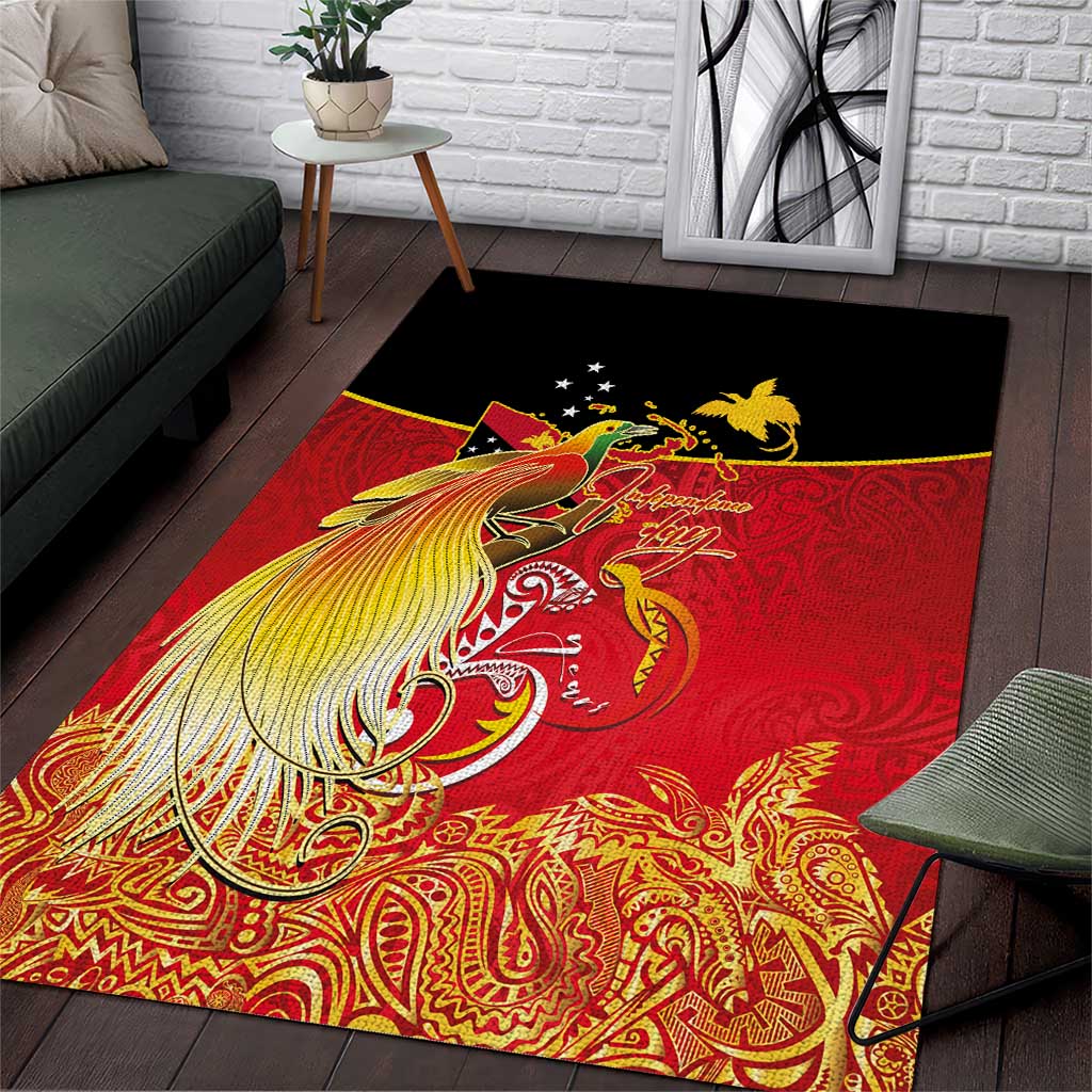 Papua New Guinea Independence Day Area Rug Happy Anniversary 50th Bird-of-paradise Melanesian Tattoos - Polynesian Pride
