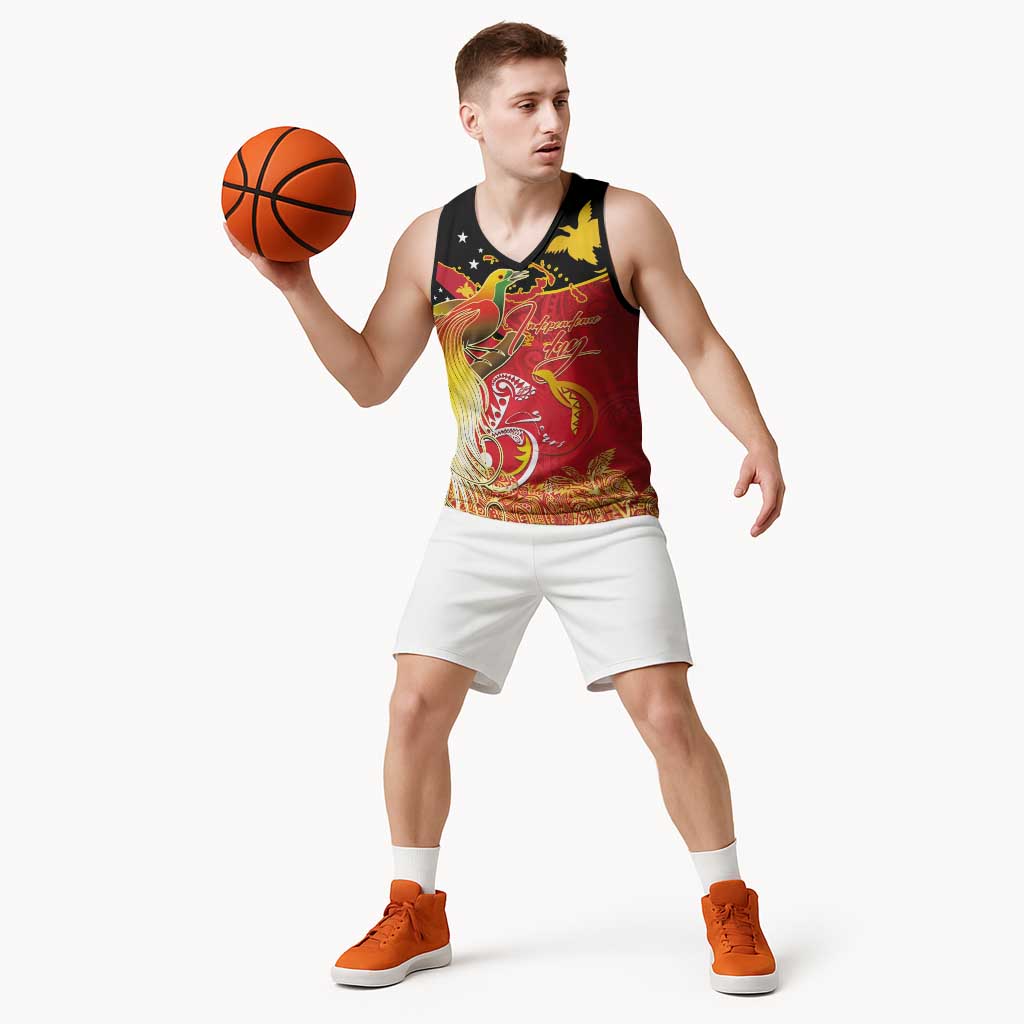 Papua New Guinea Independence Day Basketball Jersey Happy Anniversary 50th Bird-of-paradise Melanesian Tattoos - Polynesian Pride