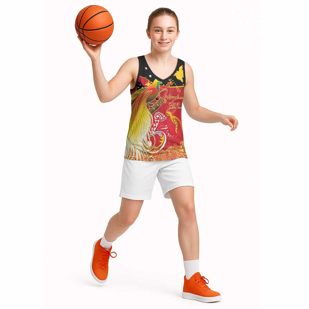 Papua New Guinea Independence Day Basketball Jersey Happy Anniversary 50th Bird-of-paradise Melanesian Tattoos - Polynesian Pride