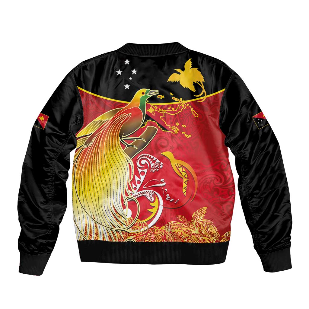 Papua New Guinea Independence Day Bomber Jacket Happy Anniversary 50th Bird-of-paradise Melanesian Tattoos LT03 - Polynesian Pride