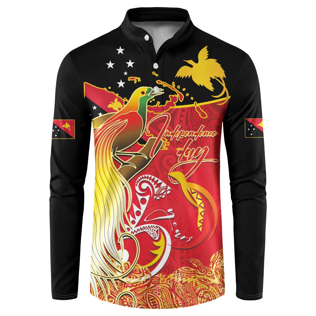 Papua New Guinea Independence Day Button Sweatshirt Happy Anniversary 50th Bird-of-paradise Melanesian Tattoos - Polynesian Pride