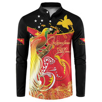 Papua New Guinea Independence Day Button Sweatshirt Happy Anniversary 50th Bird-of-paradise Melanesian Tattoos - Polynesian Pride