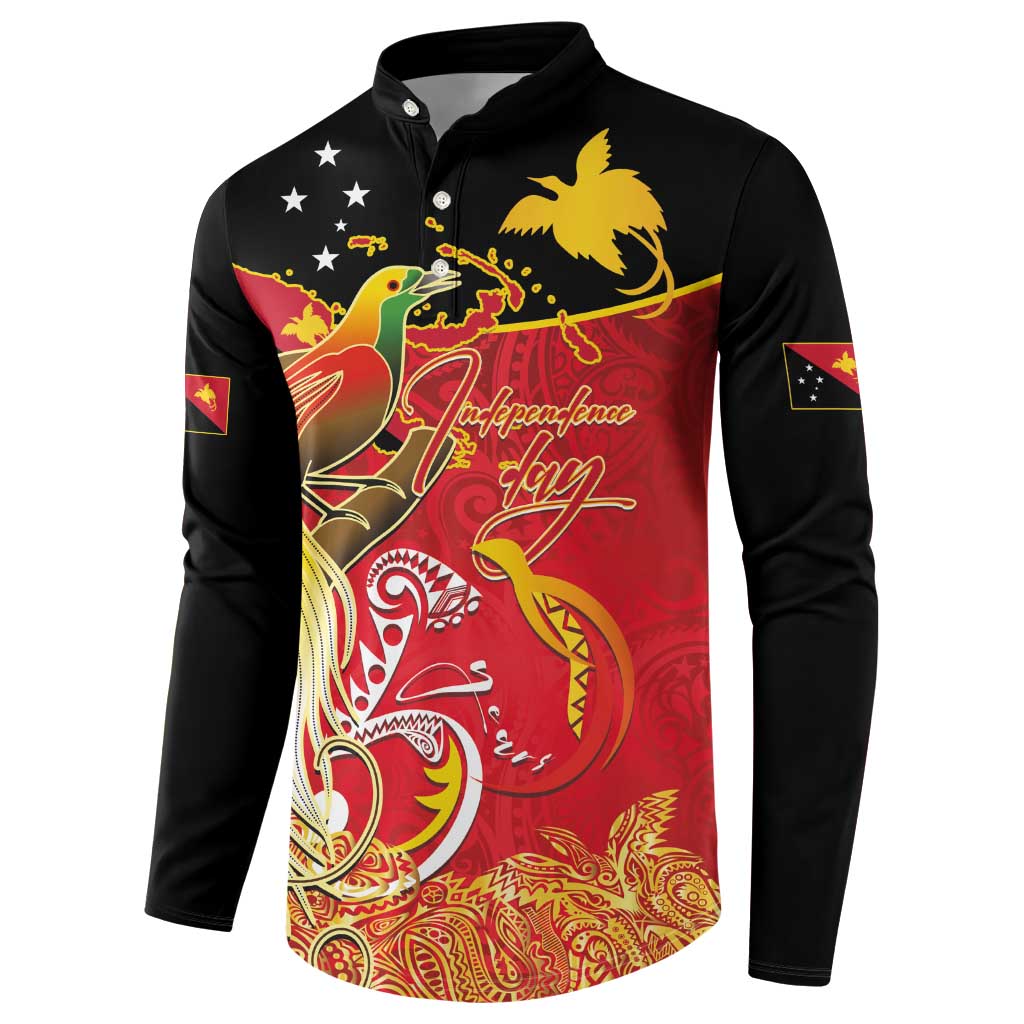 Papua New Guinea Independence Day Button Sweatshirt Happy Anniversary 50th Bird-of-paradise Melanesian Tattoos - Polynesian Pride