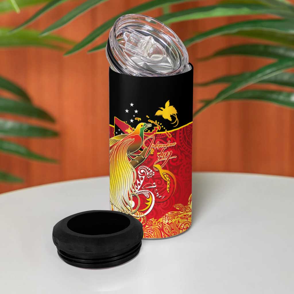 Papua New Guinea Independence Day 4 in 1 Can Cooler Tumbler Happy Anniversary 50th Bird-of-paradise Melanesian Tattoos - Polynesian Pride