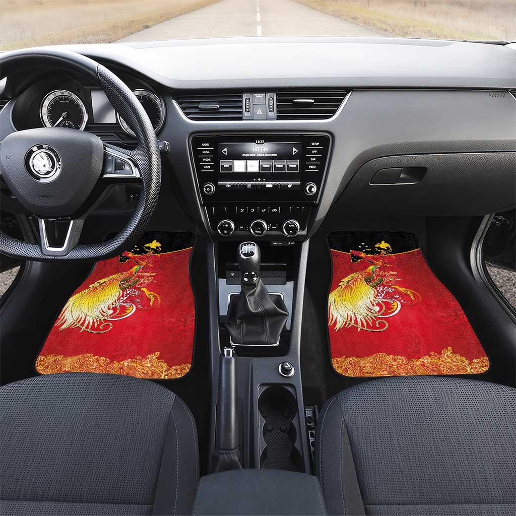 Papua New Guinea Independence Day Car Mats Happy Anniversary 50th Bird-of-paradise Melanesian Tattoos - Polynesian Pride