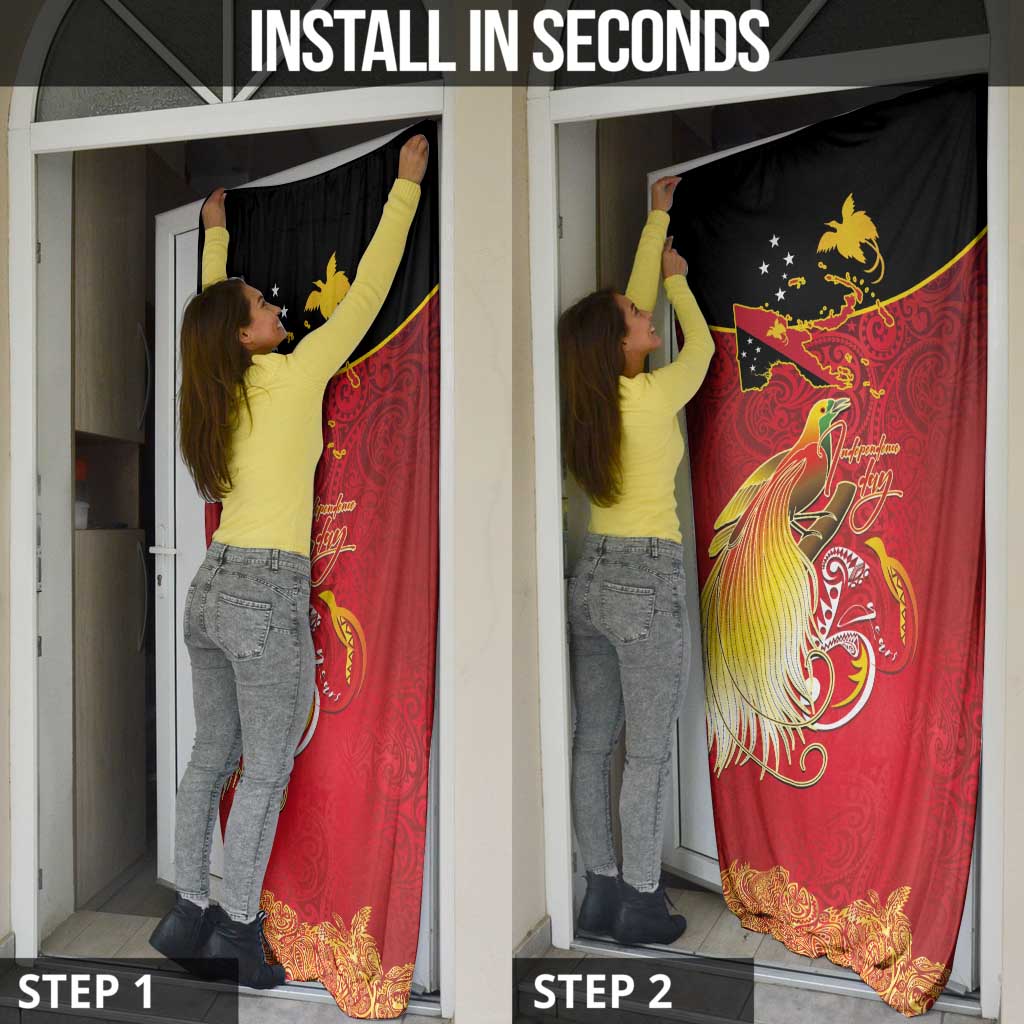 Papua New Guinea Independence Day Door Cover Happy Anniversary 50th Bird-of-paradise Melanesian Tattoos - Polynesian Pride