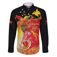 Papua New Guinea Independence Day Family Matching Off The Shoulder Long Sleeve Dress and Hawaiian Shirt Happy Anniversary 50th Bird-of-paradise Melanesian Tattoos - Polynesian Pride