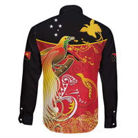 Papua New Guinea Independence Day Family Matching Off The Shoulder Long Sleeve Dress and Hawaiian Shirt Happy Anniversary 50th Bird-of-paradise Melanesian Tattoos - Polynesian Pride