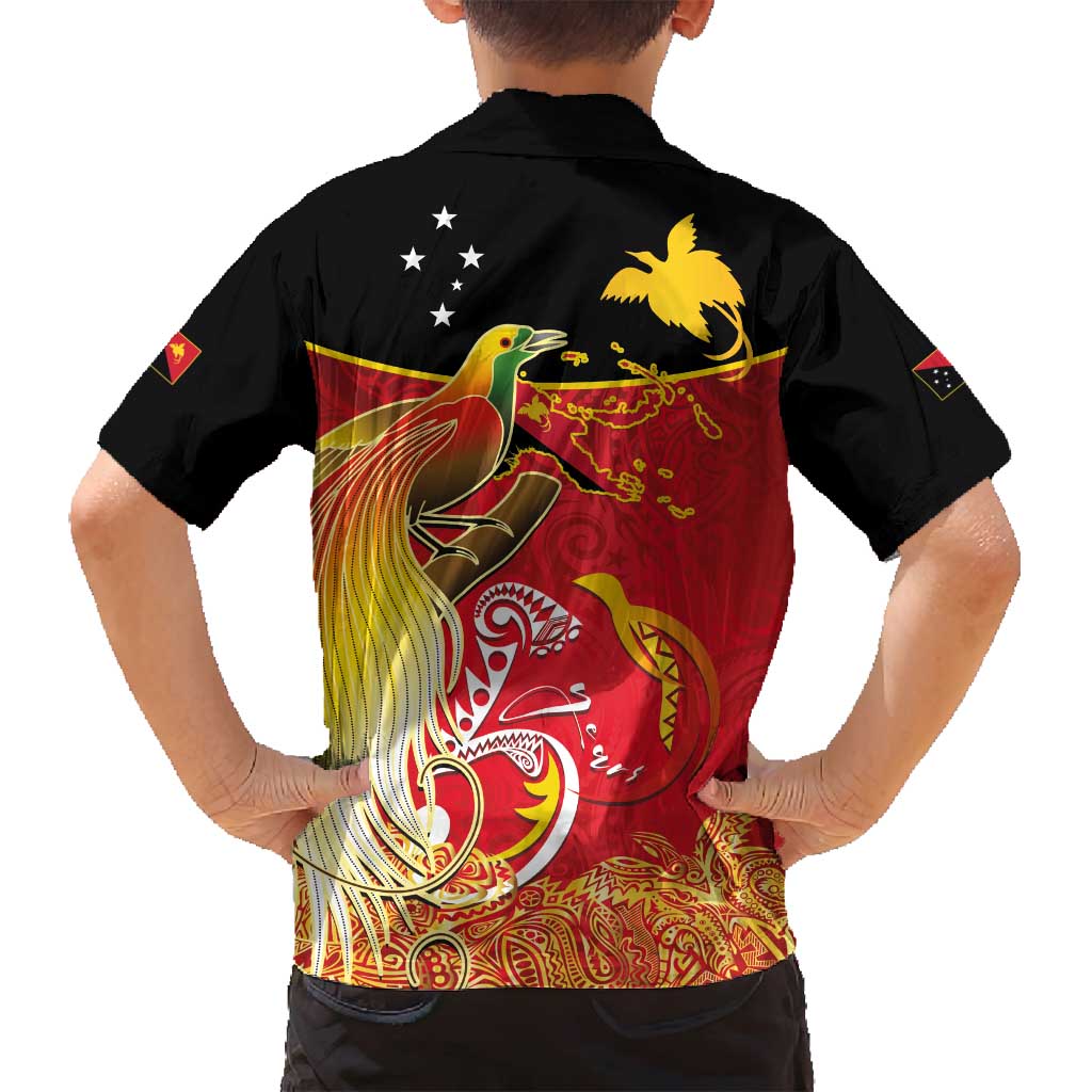 Papua New Guinea Independence Day Family Matching Off Shoulder Maxi Dress and Hawaiian Shirt Happy Anniversary 50th Bird-of-paradise Melanesian Tattoos - Polynesian Pride