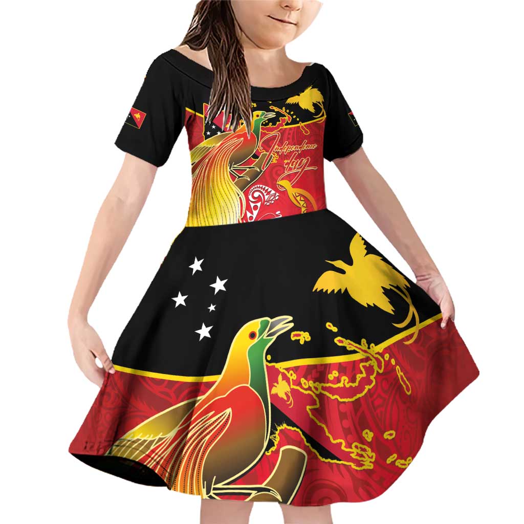 Papua New Guinea Independence Day Family Matching Off Shoulder Short Dress and Hawaiian Shirt Happy Anniversary 50th Bird-of-paradise Melanesian Tattoos - Polynesian Pride