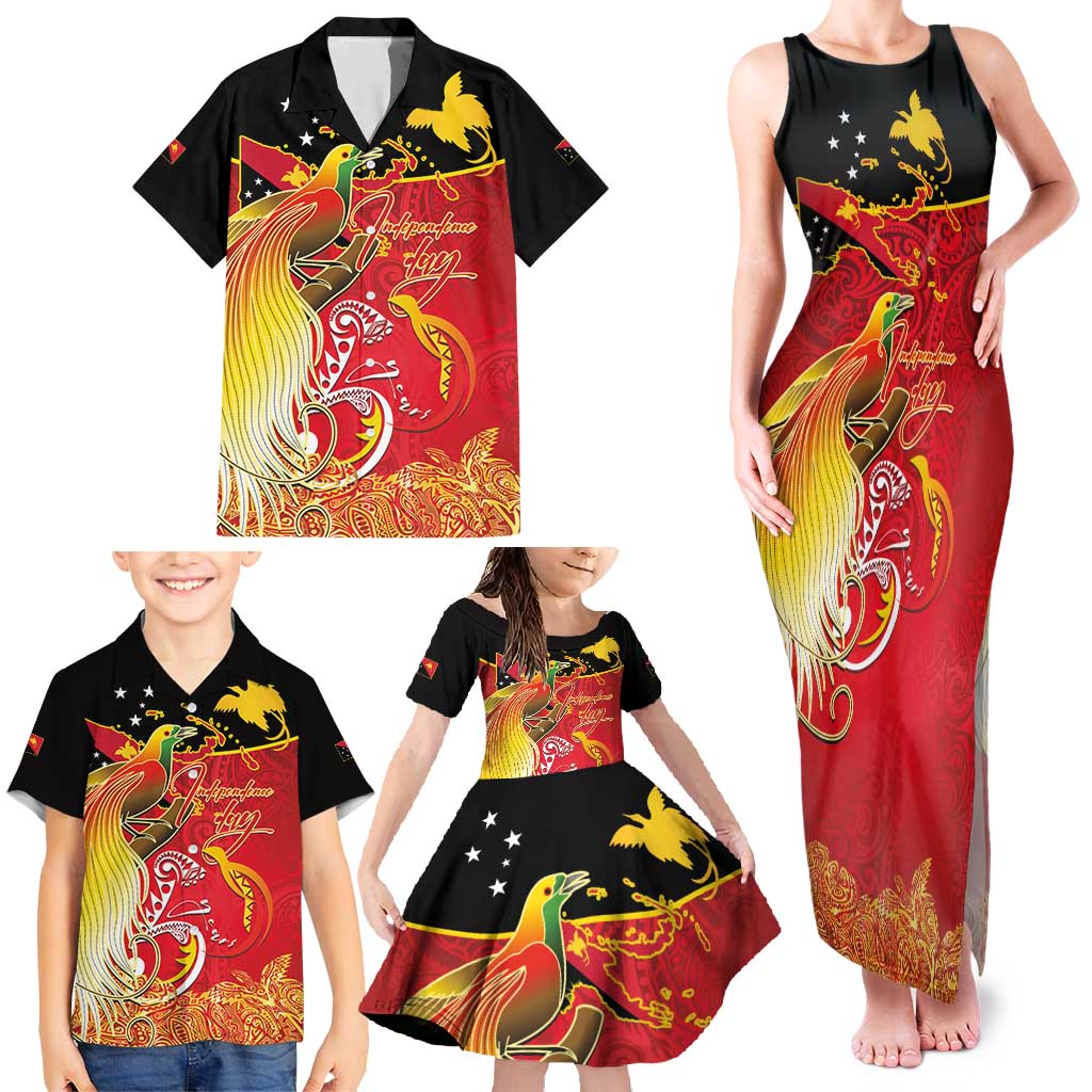 Papua New Guinea Independence Day Family Matching Tank Maxi Dress and Hawaiian Shirt Happy Anniversary 50th Bird-of-paradise Melanesian Tattoos - Polynesian Pride