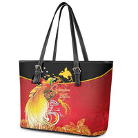 Papua New Guinea Independence Day Leather Tote Bag Happy Anniversary 50th Bird-of-paradise Melanesian Tattoos - Polynesian Pride