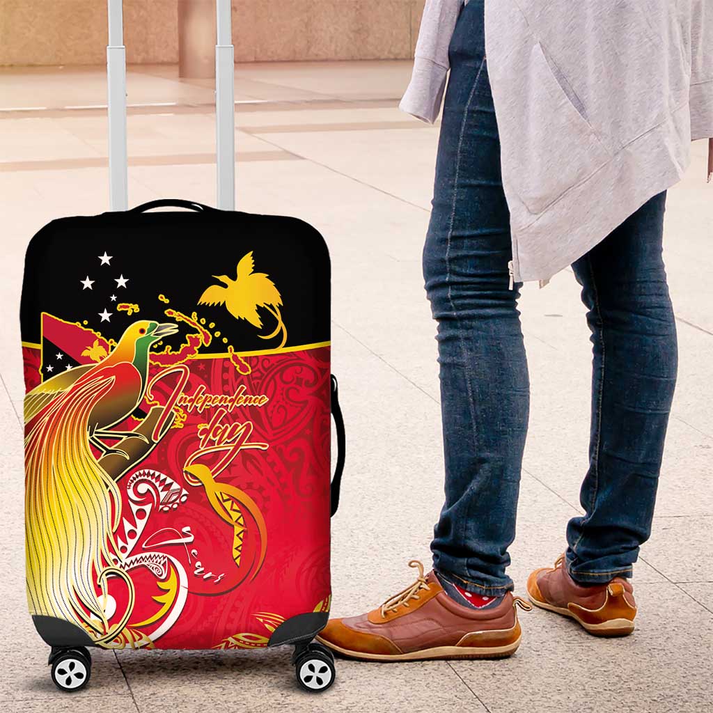 Papua New Guinea Independence Day Luggage Cover Happy Anniversary 50th Bird-of-paradise Melanesian Tattoos - Polynesian Pride