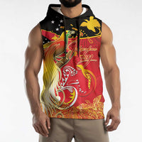 Papua New Guinea Independence Day Sleeveless Hoodie Happy Anniversary 50th Bird-of-paradise Melanesian Tattoos - Polynesian Pride
