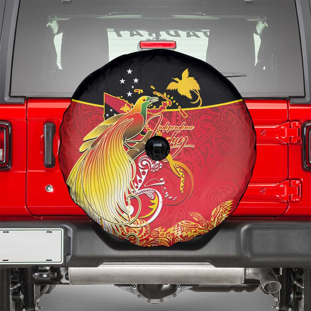 Papua New Guinea Independence Day Spare Tire Cover Happy Anniversary 50th Bird-of-paradise Melanesian Tattoos - Polynesian Pride
