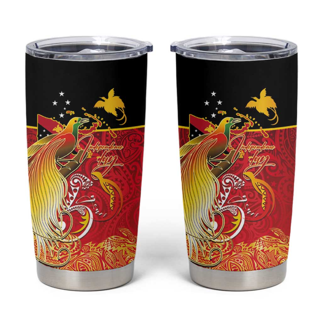 Papua New Guinea Independence Day Tumbler Cup Happy Anniversary 50th Bird-of-paradise Melanesian Tattoos - Polynesian Pride