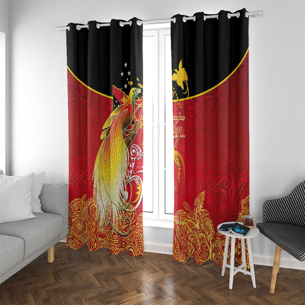 Papua New Guinea Independence Day Window Curtain Happy Anniversary 50th Bird-of-paradise Melanesian Tattoos - Polynesian Pride