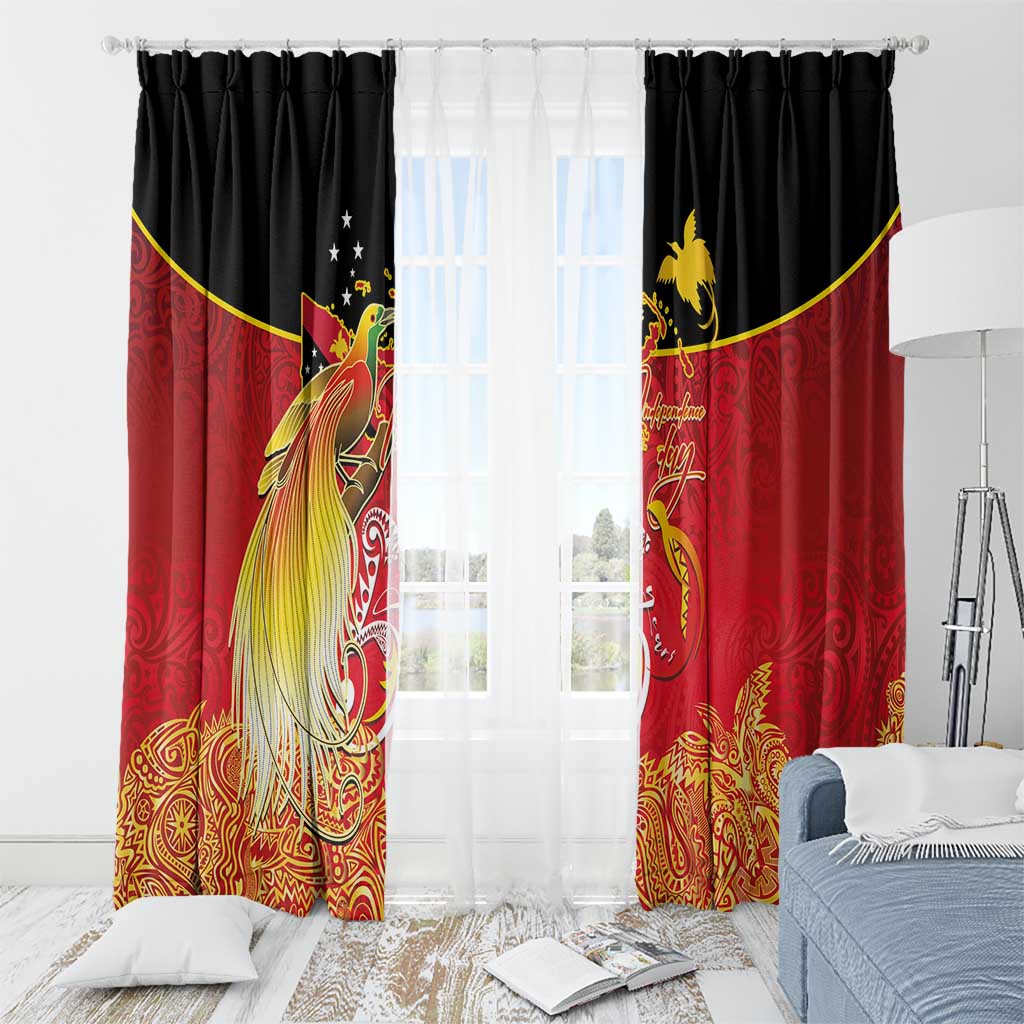 Papua New Guinea Independence Day Window Curtain Happy Anniversary 50th Bird-of-paradise Melanesian Tattoos - Polynesian Pride