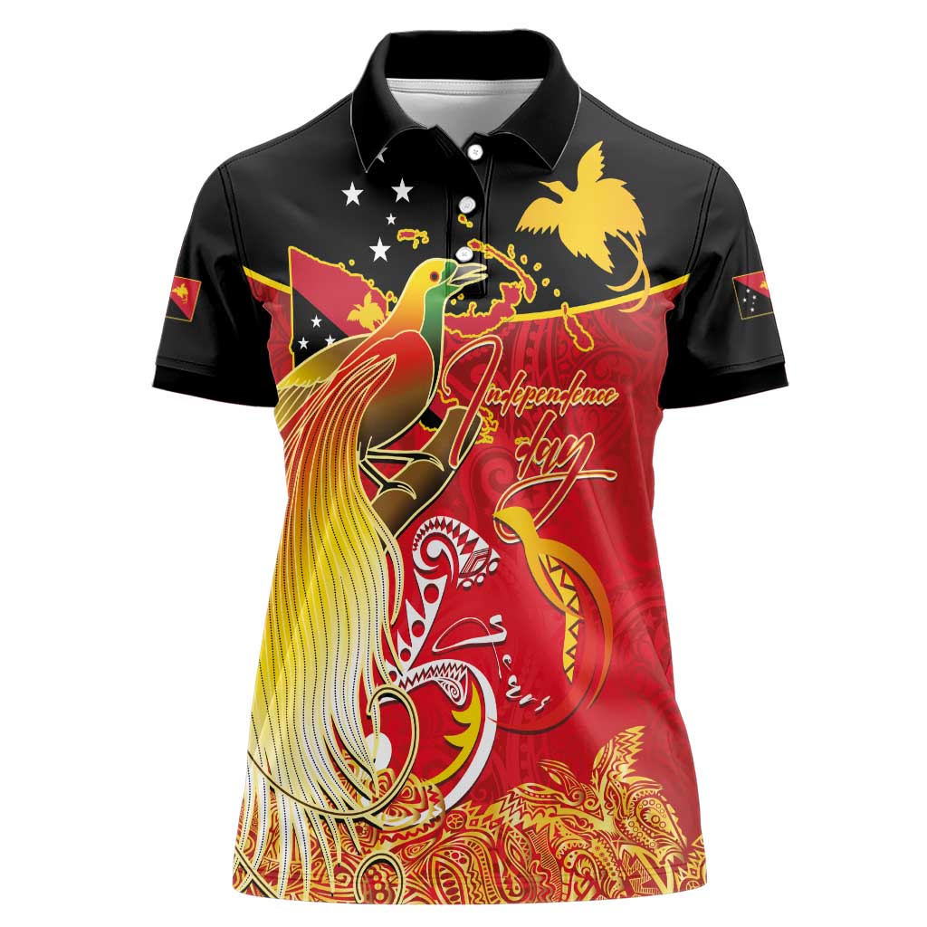 Papua New Guinea Independence Day Women Polo Shirt Happy Anniversary 50th Bird-of-paradise Melanesian Tattoos - Polynesian Pride