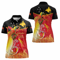 Papua New Guinea Independence Day Women Polo Shirt Happy Anniversary 50th Bird-of-paradise Melanesian Tattoos - Polynesian Pride