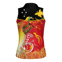 Papua New Guinea Independence Day Women Sleeveless Polo Shirt Happy Anniversary 50th Bird-of-paradise Melanesian Tattoos - Polynesian Pride