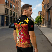 Papua New Guinea Independence Day Zipper Polo Shirt Happy Anniversary 50th Bird-of-paradise Melanesian Tattoos - Polynesian Pride