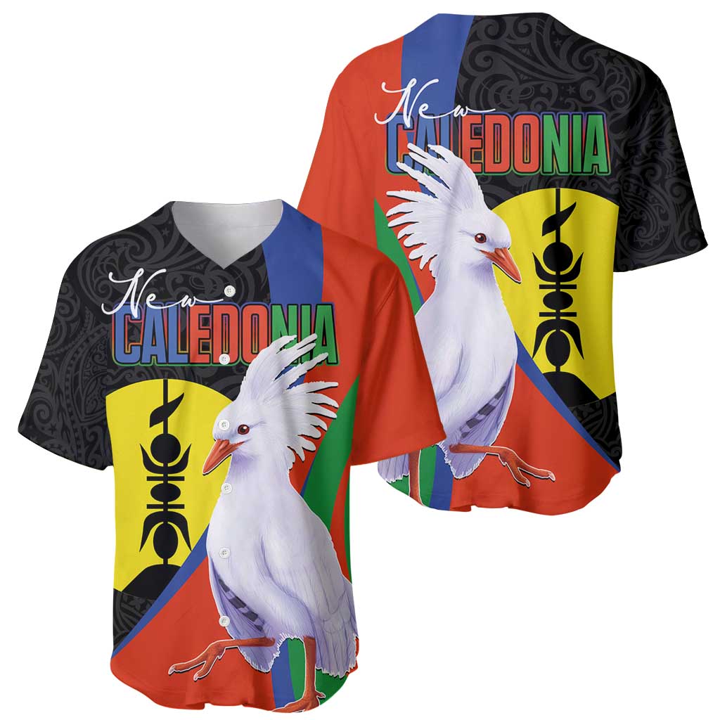 New Caledonia Baseball Jersey Kagu Bird and The Seal with Melanesian Culture - Polynesian Pride