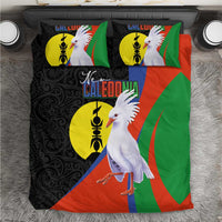 New Caledonia Bedding Set Kagu Bird and The Seal with Melanesian Culture - Polynesian Pride