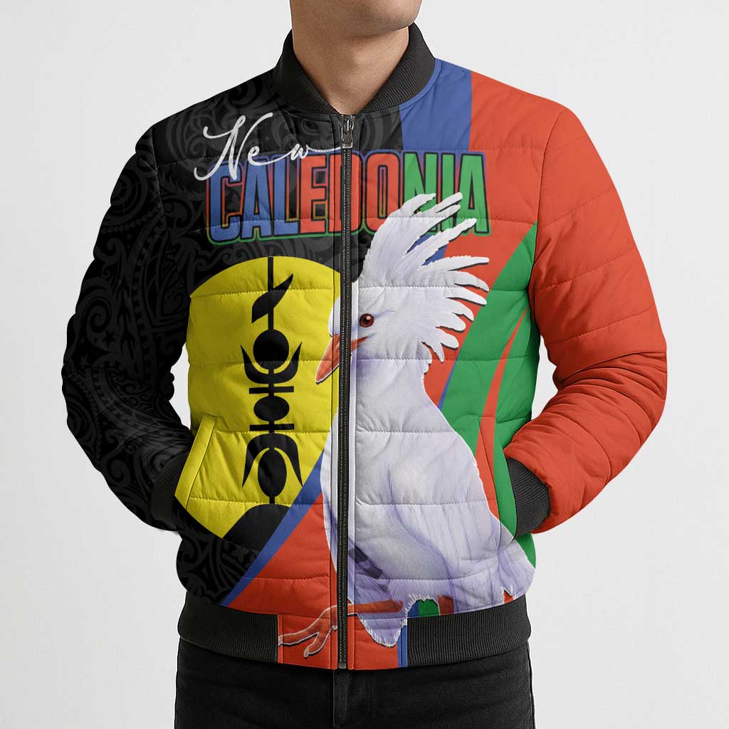 New Caledonia Bomber Puffer Jacket Kagu Bird and The Seal with Melanesian Culture - Polynesian Pride