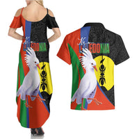New Caledonia Couples Matching Summer Maxi Dress and Hawaiian Shirt Kagu Bird and The Seal with Melanesian Culture - Polynesian Pride