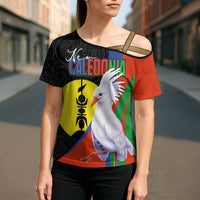 New Caledonia Cross Shoulder Shirt Kagu Bird and The Seal with Melanesian Culture - Polynesian Pride
