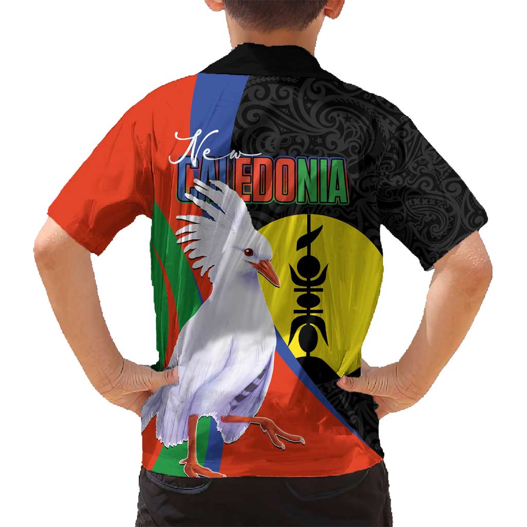 New Caledonia Family Matching Long Sleeve Bodycon Dress and Hawaiian Shirt Kagu Bird and The Seal with Melanesian Culture LT03 - Polynesian Pride