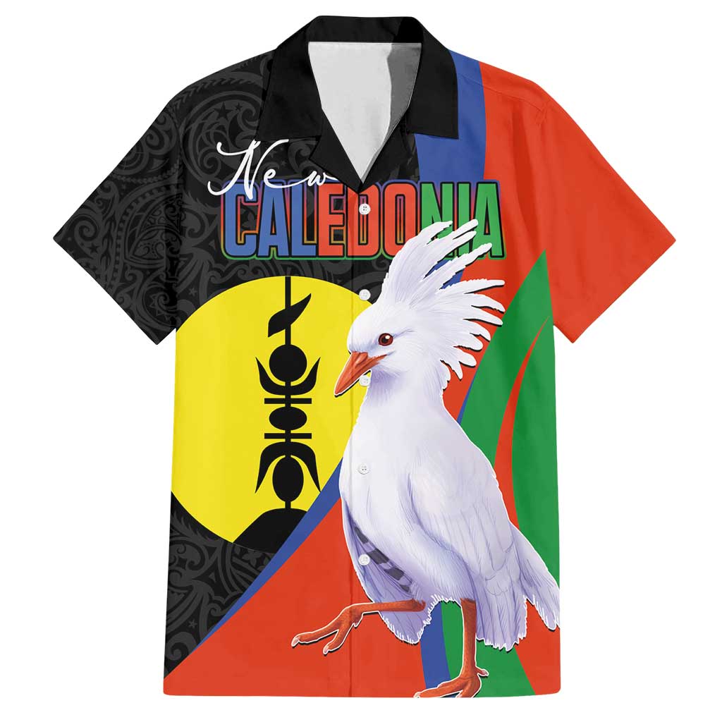 New Caledonia Family Matching Long Sleeve Bodycon Dress and Hawaiian Shirt Kagu Bird and The Seal with Melanesian Culture LT03 Dad's Shirt - Short Sleeve Black - Polynesian Pride