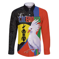 New Caledonia Family Matching Long Sleeve Bodycon Dress and Hawaiian Shirt Kagu Bird and The Seal with Melanesian Culture LT03 Dad's Shirt - Long Sleeve Black - Polynesian Pride