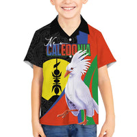 New Caledonia Family Matching Long Sleeve Bodycon Dress and Hawaiian Shirt Kagu Bird and The Seal with Melanesian Culture LT03 Son's Shirt Black - Polynesian Pride