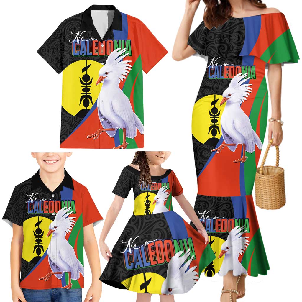 New Caledonia Family Matching Mermaid Dress and Hawaiian Shirt Kagu Bird and The Seal with Melanesian Culture - Polynesian Pride