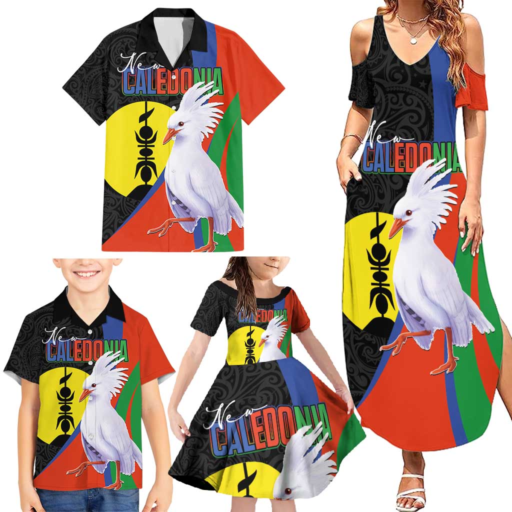 New Caledonia Family Matching Summer Maxi Dress and Hawaiian Shirt Kagu Bird and The Seal with Melanesian Culture - Polynesian Pride