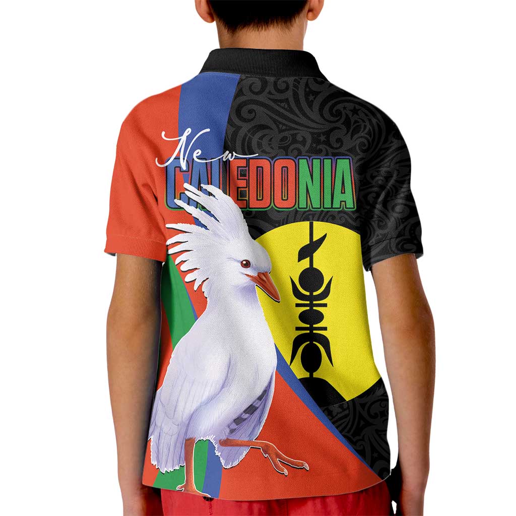 New Caledonia Kid Polo Shirt Kagu Bird and The Seal with Melanesian Culture - Polynesian Pride