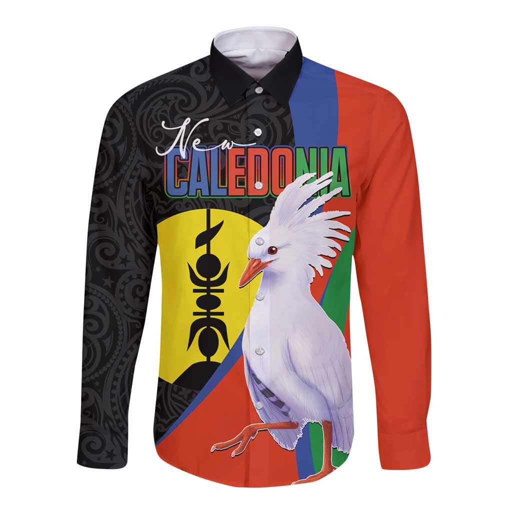 New Caledonia Long Sleeve Button Shirt Kagu Bird and The Seal with Melanesian Culture - Polynesian Pride
