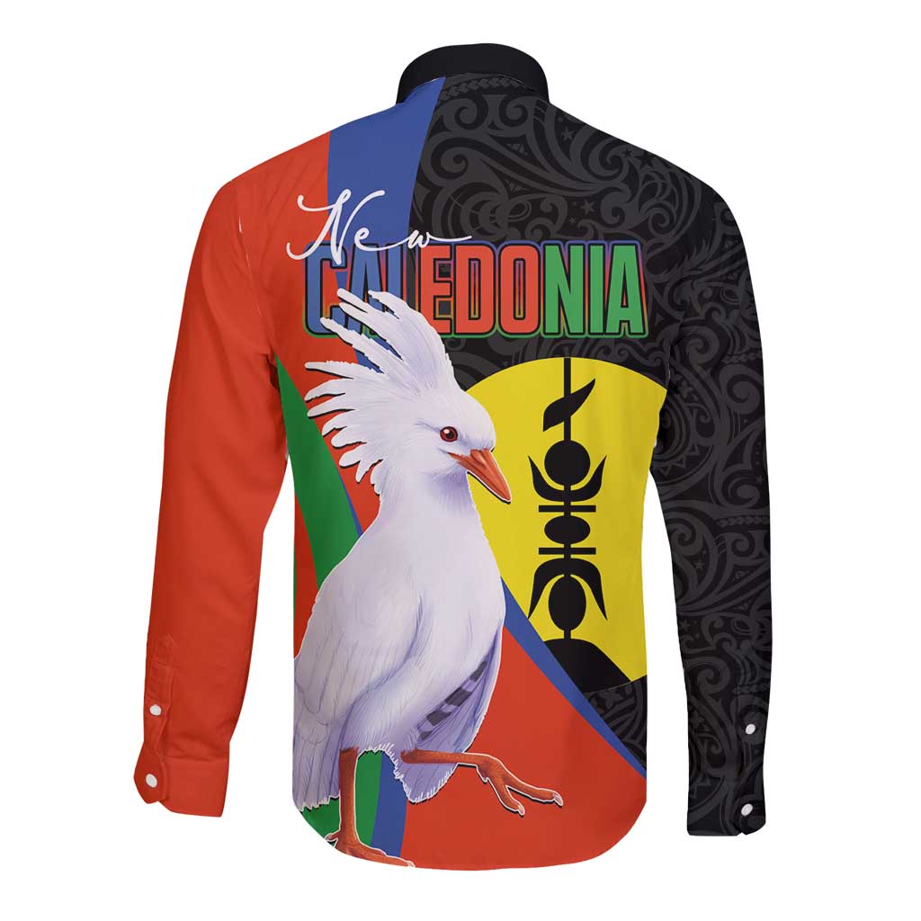 New Caledonia Long Sleeve Button Shirt Kagu Bird and The Seal with Melanesian Culture - Polynesian Pride
