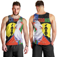 New Caledonia Men Tank Top Kagu Bird and The Seal with Melanesian Culture - Polynesian Pride