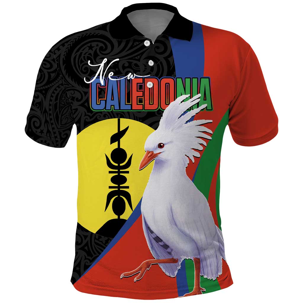 New Caledonia Polo Shirt Kagu Bird and The Seal with Melanesian Culture - Polynesian Pride
