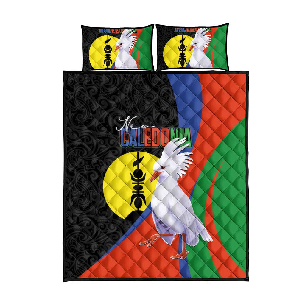 New Caledonia Quilt Bed Set Kagu Bird and The Seal with Melanesian Culture - Polynesian Pride