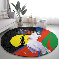 New Caledonia Round Carpet Kagu Bird and The Seal with Melanesian Culture - Polynesian Pride